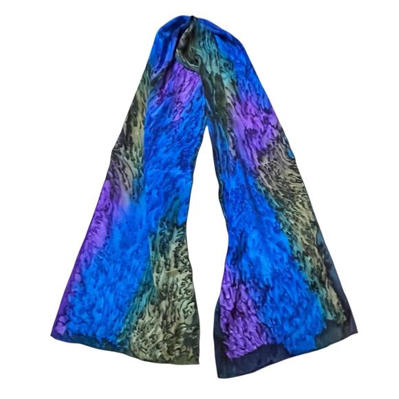 Hand-Painted Scarf with Gold Accents - 60x11 Inches - Picture 3 of 6